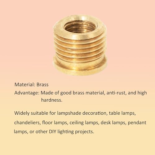 Image of 4 Pcs Brass Lamp Finials Adapter - 1 /8 IP (3 /8 inch) to 1 /4-27 Thread Reducer, 10mm Polished Decorative Top Cap for Table & Floor Lamps, Copper Tone Finish (0.39 inchx0.31 inch)