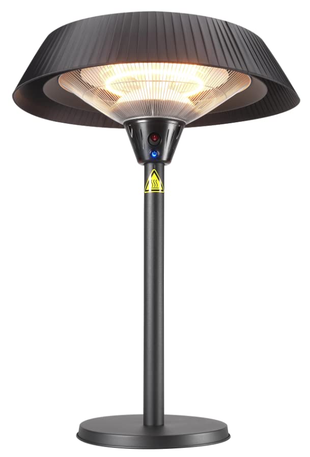 Heat Outdoors Shadow Diffusion Table Top Heater - 2.1 kW Carbon Elements Free Standing Patio Heater - Water-Resistant Stylish Outdoor Portable Heating Unit