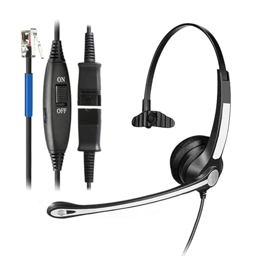 Auriculares Teléfono Fijo RJ9 Binaural, Micrófono con Cancelación de Ruido, Quick Disconnect, Monoaural Cascos para Cisco IP 7821 7975G 7841 7942G 8841 8861 9951 Oficina Centro de Llamadas Cover