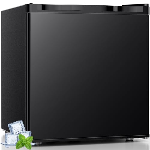 Image of Antarctic Star Mini Fridge with Freezer, Rated 1.6 cu.ft, Small Upright Refrigerator with Removable Shelves, 7 Adjustable Thermostat, Low Noise for Bedroom /Apartment /Office，Black