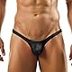 Faringoto Nahtloser fester Tanga für Herren, T-Rücken, dünne Unterhose mit niedriger Taille, Schwarz , S