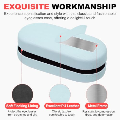 Image of PATIKIL Hard Shell Eyeglasses Case, PU Leather Large Glasses Case Litchi Grain Protective Sunglasses Organizer
