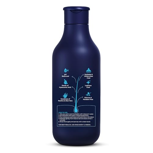 Image of Lozalo Canis Botanica Pet Shampoo 750ml Ultra Moisturizing Dog & Cat Shampoo with Hyaluronic Acid & Reetha Extract, pH Balanced, Anti-Itch, Lustrous Coat, Silicone & Paraben Free Shampoo for All Breed