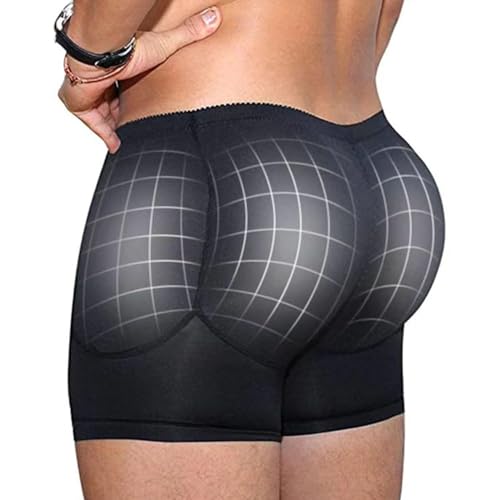 Men's Padded Underwear Butt and Side 4 Detachable Pads Shaper Shorts Shapewear Slimming Push Up Boxer Briefs