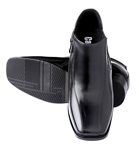 Calden Men's Invisible Height Increasing Elevator Shoes - Black Premium Leather Zipper Dress Boots - 3.2 Inches Taller - K99805 - Size 10 D(M) US4