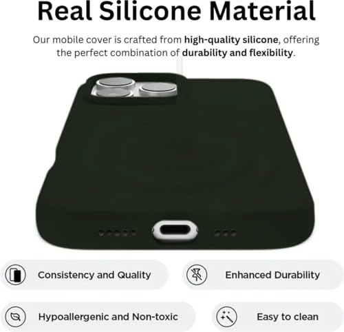 Image of Premium Liquid Silicone Case for iPhone 16 Pro - Slim Full Body Protective Back Cover with Soft Microfiber Lining, Anti-Slip Grip Scratch Resistant Phone Case (Dark Green)