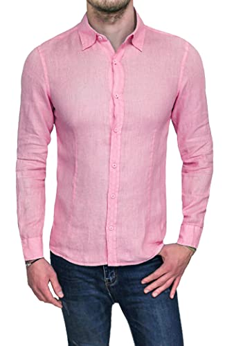 Chemise lin homme rose Evoga élégante et infroissable pour la saison chaude