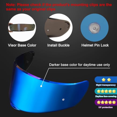 Image of PSLER Sedici Strada 2 Visor - Sedici Strada 2 and Strada 3 Face Shield Motorcycle Helmet visor Accessories Replacement for LS2 FT2 VECTOR Sedici Strada 2 Strada 3 FF801 FF397,Deep Blue