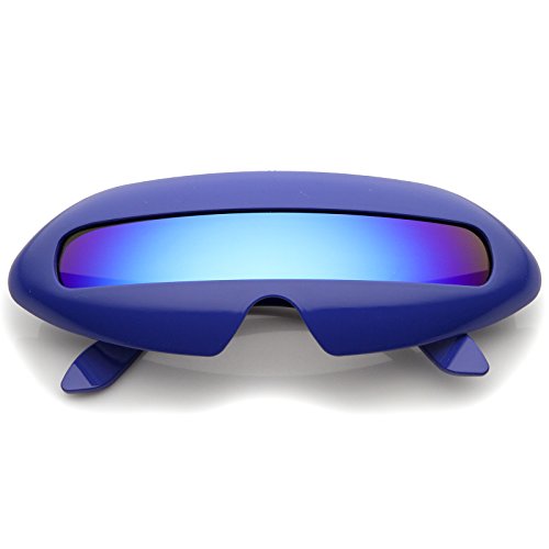 zeroUV Futuristic Costume Single Shield Colored Mirror Lens Novelty Wrap Sunglasses 70mm