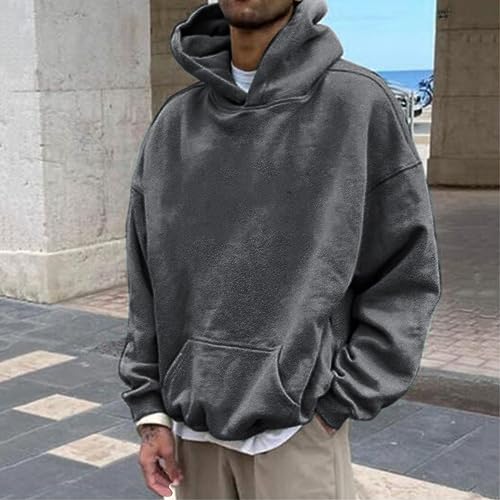 Pull à capuche homme surdimensionné et ample imprimé au dos pour l'automne - 3