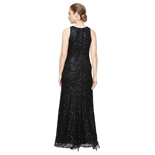 Image of Alex Evenings Women's Long Sleeveless Mother of the Bride Dress W /Cascade Ruffle & Front Slit (Petite and Regular Sizes)