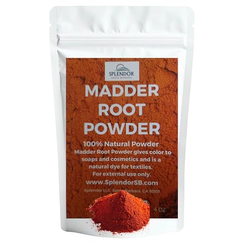 Splendor Madder Root Powder - Natural Sustainable Dye Colorant for Soap Making, Fabric Dyeing & Textile Coloring - Rubia Tinctorum Powder (4oz) - Vibrant Red...