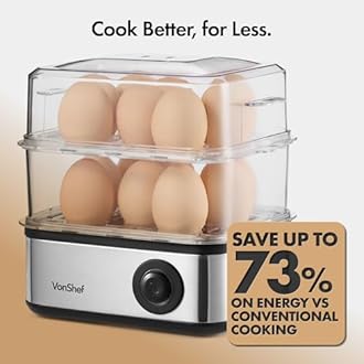 VonShef 3 in 1 Egg Boiler, Poacher and Omelette Maker Electric - Multifunctional, Extra Large Capacity for 16 Eggs, Poaching and Omelette Bowl Included & Automatic Switch Off – Stainless Steel 500W