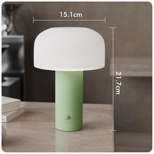 Image of Dome Table Lamp for Bedroom, Study Table & Living Room | Small Metallic Finish Night Lamp with Frosted Diffuser | Bedside Lamp, Desk Light & Home Decor Gift for Women (Green, Dome)