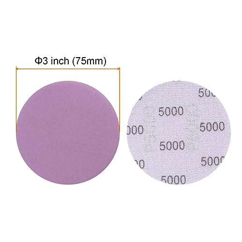 uxcell 40pcs 5000 Grit Purple Sanding Discs 3 Inch Hook and Loop Aluminum Oxide Orbital Sanding Pads Paper Wet Dry Polish for Metal Woodworking Drywall - Image 2