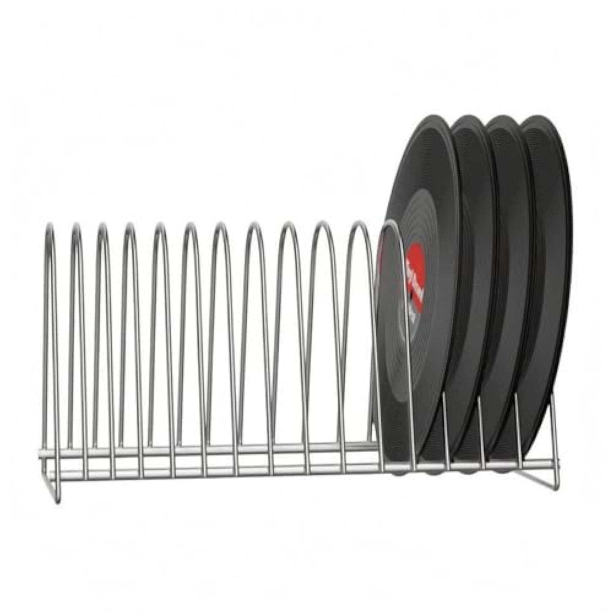Desktop Media Storage Rack Stainless Steel Metal Record Storage