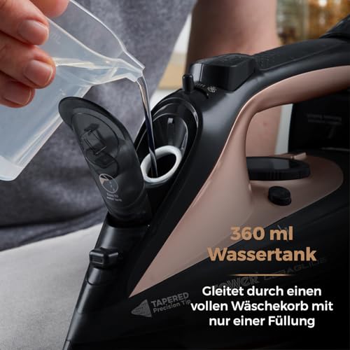 Tower T22008 CeraGlide Kabelloses Dampf Bügeleisen mit Keramiksohle - Dampfbügeleisen mit Variabler Dampffunktion, Schwarz und Roségold – Bild 8