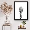 Set of 3 Vintage Music Posters - Black & White Retro Wall Art Featuring Guitar, Microphone, and Vinyl CD - Available in A4 and A3 on Matte Paper, Music/Living Room Wallart (A3 Print Only) #5