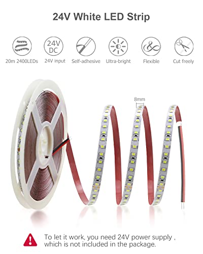 Tira de LED blanca 20M 6000K con fuente de 24V 10A ALITOVE miniatura 2