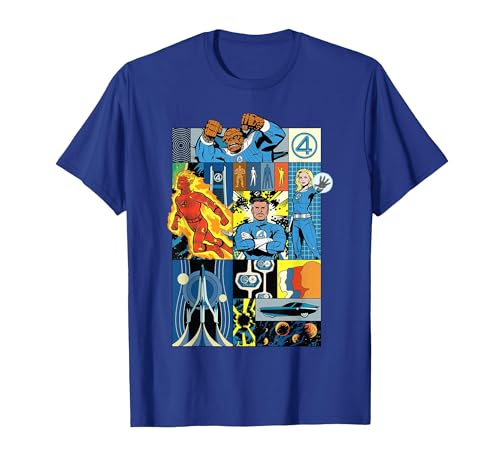 Image of Marvel The Fantastic Four: First Steps Comic Book Panels T-Shirt, Men, Royal Blue, XX-Large