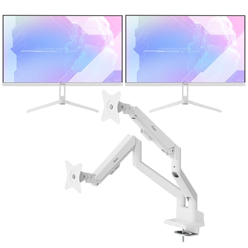 Image of Pixio Two PX248 Wave White 24 inch 200Hz FHD 1080p Resolution Fast IPS Panel 1ms GTG Response Time Gaming Monitor and PS1D Wave White Dual Monitor Arm - Fits up to 32 inches and 19.8lbs