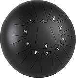 Ner Zungentrommel 10 Inch 11 Tone ätherische Trommel Schlagzeug Schwarz Instrument, Percussion Instrument mit Trommelschlägeln Tragetasche für Meditation Yoga