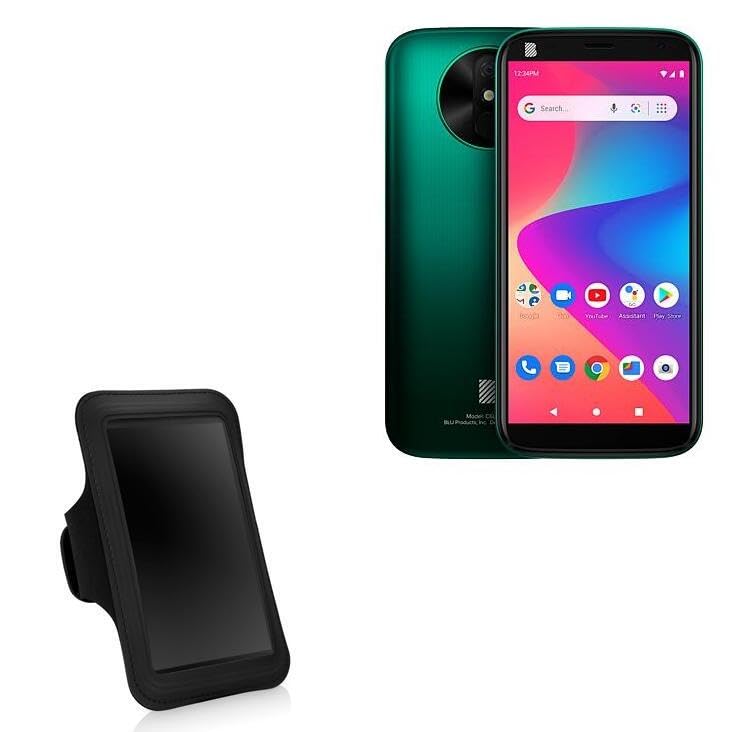 BoxWave Case Compatible with BLU C6L (2020) - Sports Armband, Adjustable Armband for Workout and Running for BLU C6L (2020) - Jet Black