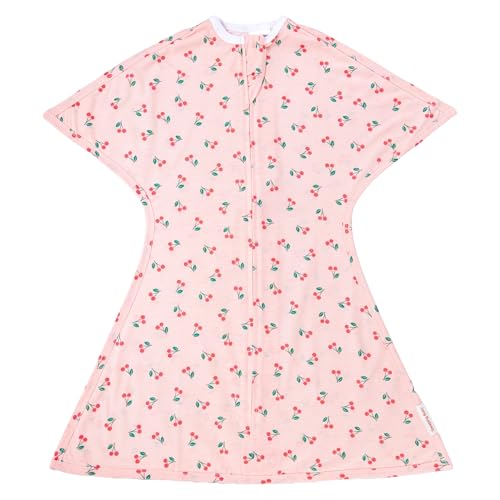 SleepingBaby Zipadee-Zip Transition Swaddle - Cozy Baby Swaddle Blanket with Zipper Convenience - Roomy Wearable Blanket for Easy Diaper Changes - Cherries, Medium (6-12 Month)