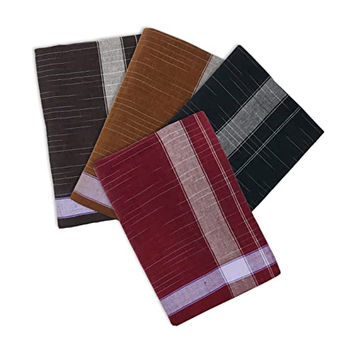 Cotton Open Ended Free Size Ready to Wear PULI MURUGAN Lungi - Pack of 4 By Indian Collectible - Main Image