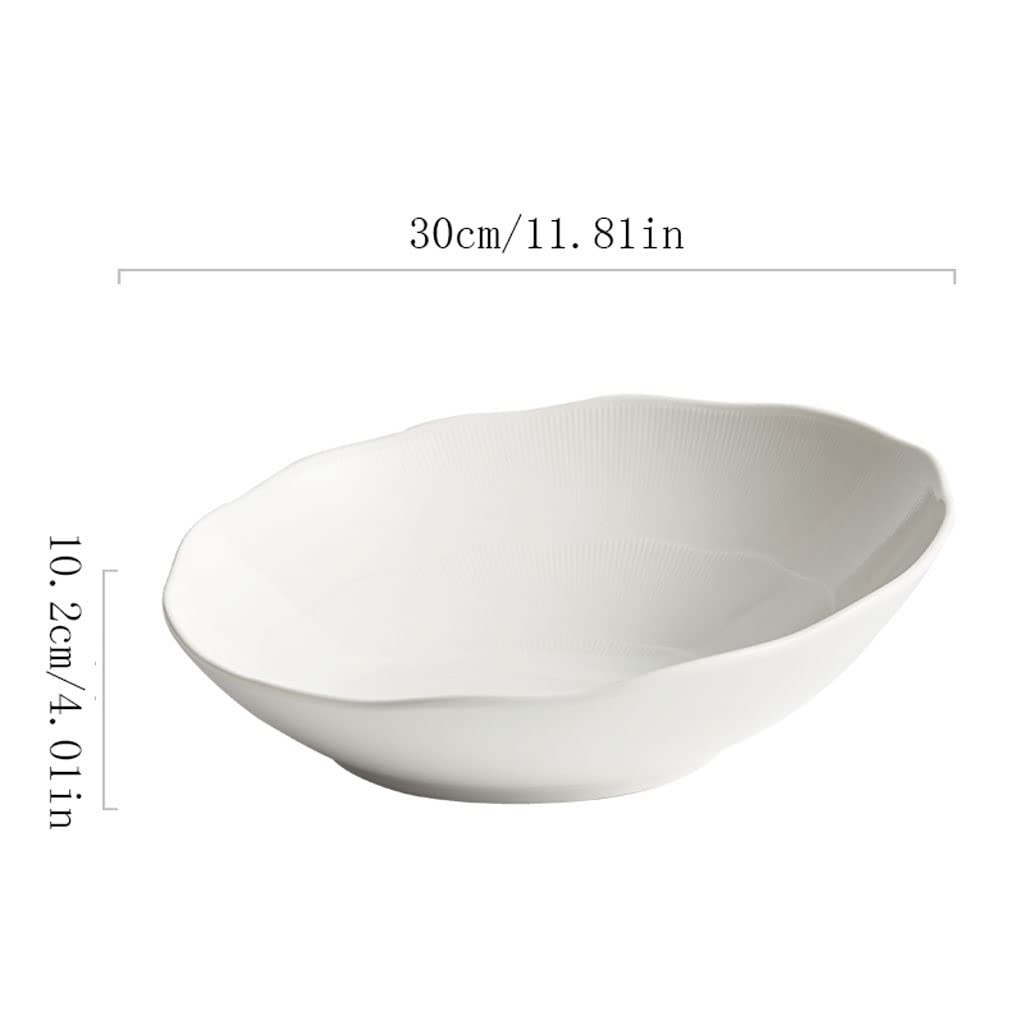 Miska do sałatek skośne usta salaterka miska na warzywa i owoce dom kuchnia biała ceramiczna miska do sałatek miska na deser sałatka miska do serwowania (L)