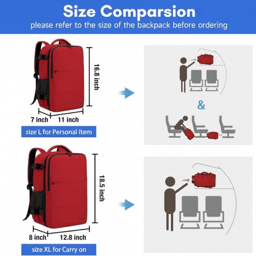 Image of Taygeer 35L Carry on Travel Backpack for Women Men, Personal Item backpack | Travel Backpack with Laptop Compartment & Water Bottle Pocket, Lightweight Work Bag for Weekend Business Hiking, Bright Red
