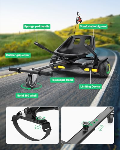 Image of Gyroor Scooter with Adjustable Seat Attachment, 6.5 inch All-Terrain Self Balancing Scooter, LED Lights & Bluetooth for Kids and Adults