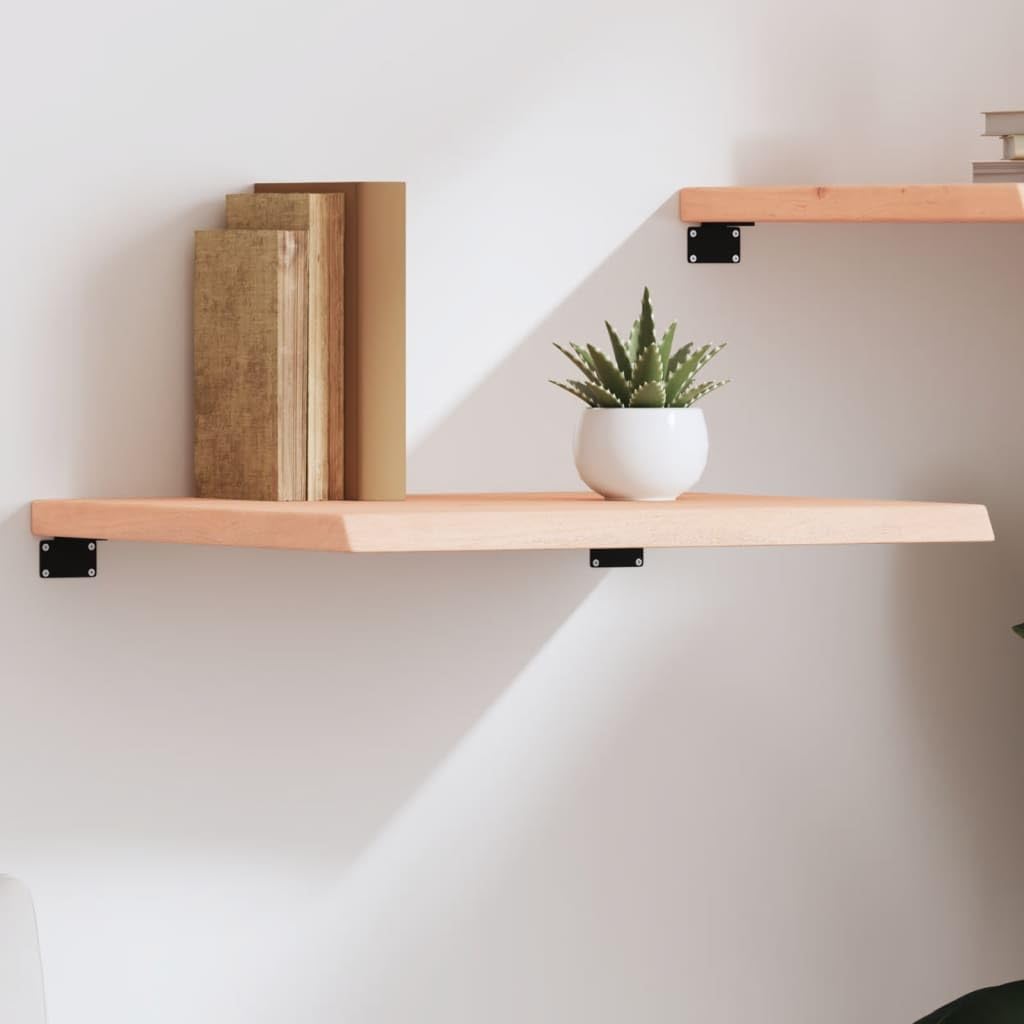 Wandregal 60x50x(2-4) cm aus massivem Eichenholz, unbehandelt, mit Naturkante, vielseitig einsetzbar als Wandboard, schwebendes Regal für Wohnzimmer, Schlafzimmer und Bad