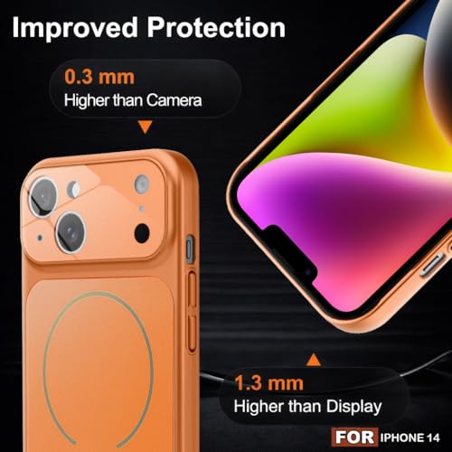 Image of SHINESTAR Premium Luxury Case Compatible with iPhone 14 | Protective Back Cover with Camera Lens Safety | Wireless Charging Support | Slim Fit Durable Design | Enhanced Grip Protection Orange