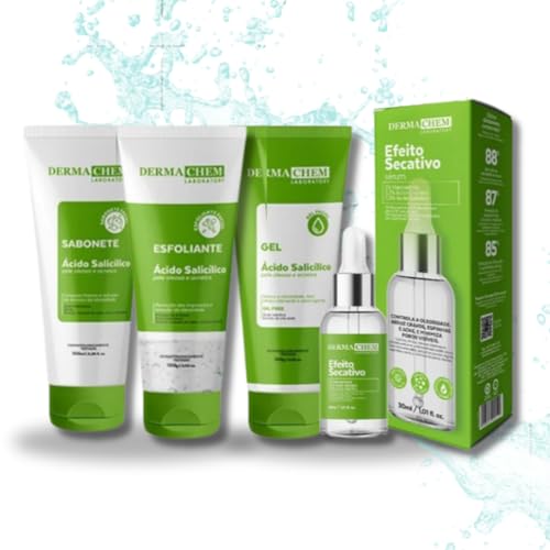 Kit Skincare Acido Salicilico Pele Oleosa + Sérum Secativo - 4 Itens 87% de EFICÁCIA COMPROVADA