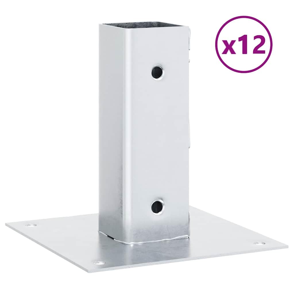 Soporte para postes (12 unidades, 51 x 51 mm, acero galvanizado, para postes de valla y cenador)