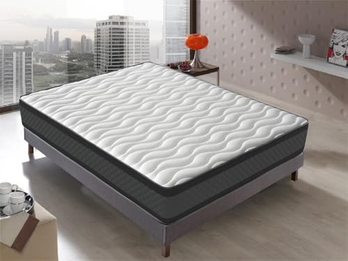 DAGOSTINO Home Colchón Onyx Vicoelástico. Medida 150x190,20 cm de Altura, Blanco, Platabanda Negra, Reversible (Doble Cara para Invierno y Verano), Firmeza Alta.