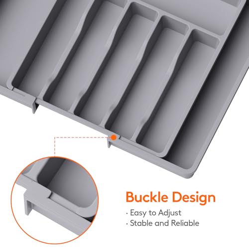 Image of Lifewit Extra Large Silverware Drawer Organizer, Expandable Utensil Tray