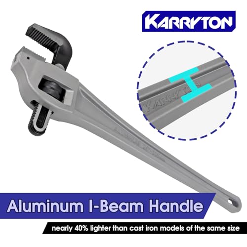 Image of 24 Inch Aluminum Offset Pipe Wrench, 4 inch /101mm Adjustable Jaw Capacity, Heavy Duty Plumbers Wrench with Drop Forged Steel Jaw(CR-V), Perfect Plumbing Tool Exceed GGG Standard