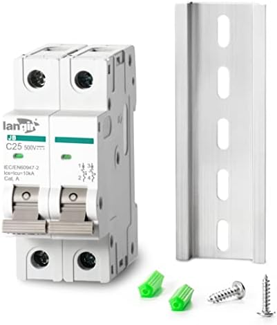 LANGIR DC Circuit Breaker 2 Poles 1-63A 500V for Solar Energy System and Other DC System DIN Rail Installation (25A)