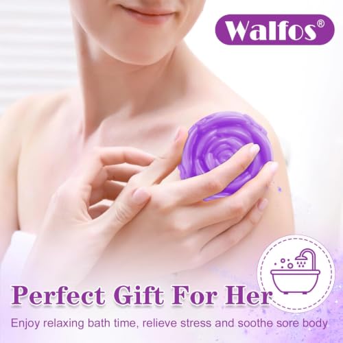 Image of Walfos Silicone Flower Soap Mold,6 Cavities Different Flower Shapes Soap mold BPA Free.Perfect for Homemade Craft Soap,Ice,Mousse,Cake,Jelly,Chocolate.(2pcs Purple)