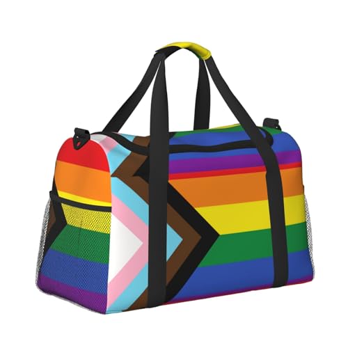 Progress Pride Lgbt Gay Pride Travel Duffle Bag – Large Capacity Hand & Shoulder Bag For Sports, Gym, Fishing & Outdoor Adventures3