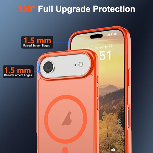 Image of SUPFINE Magnetic for iPhone Air Case (Compatible with MagSafe)(Military Grade Drop Protection) Slim Translucent Matte Shockproof with Anti-Fingerprint Phone Cover for 17 Air,Orange