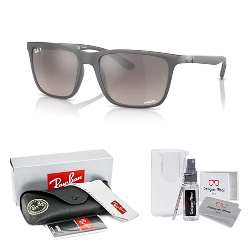 Image of Ray-Ban RB4385 Rectangular Sunglasses for Men +BUNDLE with ACCESSORY EYEWEAR KIT