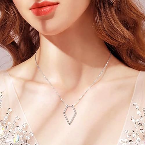 Collier porte-bague en argent sterling 925 géométrique 45 cm