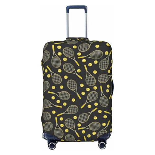 Funny Tennis Racquets And Tennis Balls Print Suitcase Cover Luggage Protector Washable Elastic Fashionable Travel Gear Cover - Main Image
