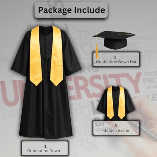 Image of Sarvda Graduation Gown for kids with Cap and Sash, Convocation Dress for Boys and GirlsSchool Ceremony, Fancy Dress