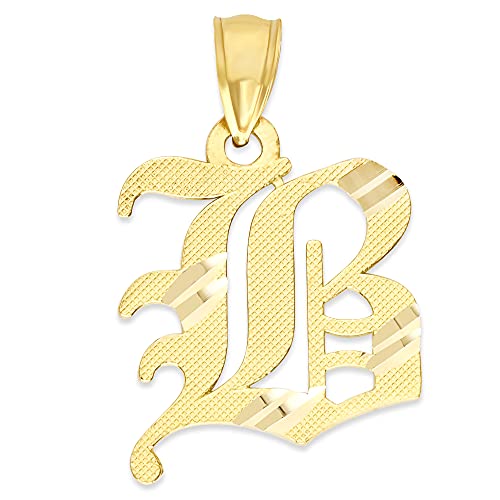 10k Solid Gold Gothic Style Initial Pendant for Necklace Old English Letter Jewelry Personalized Gift for Her