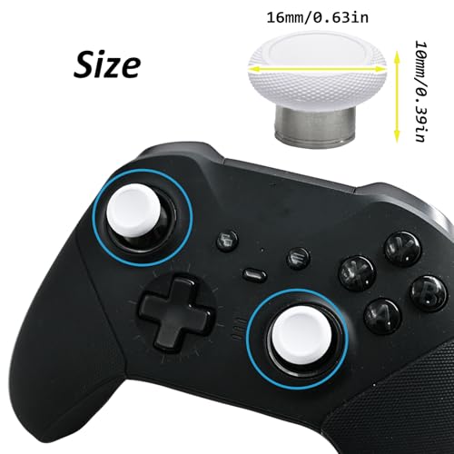 Image of 2 Pcs Metal Short Thumbsticks Replacement for Xbox Elite Series 2 Controllers,Short Concave Magnetic Analog Joysticks for Xbox Elite Series 2 Core Standard Height Thumbsticks(White)