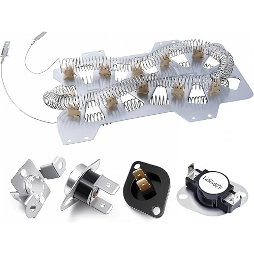 Wibefel Dryer Heating Element Kit Compatible with Amana NED7200TW NED7200TW10 NED7200TW0 fits Inglis YIED7200TW10 Full Replacement Kit with Thermostat, Thermal Fuse & Thermistor